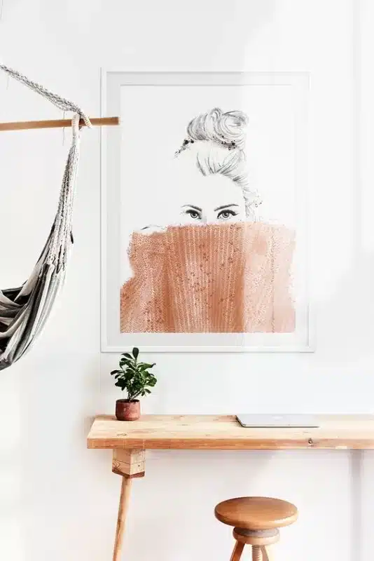 minimalist çalışma odası, az eşya